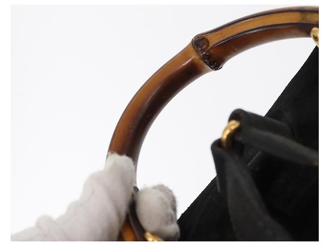 Zaino in Pelle Gucci Bamboo Nero Oro 003 2058 0030 Auth 156278 - vista 10