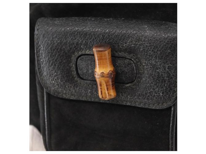 Zaino in Pelle Gucci Bamboo Nero Oro 003 2058 0030 Auth 156278 - vista 19