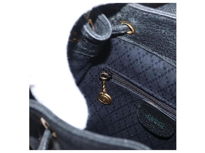 Zaino in Pelle Gucci Bamboo Nero Oro 003 2058 0030 Auth 156278 - vista 25