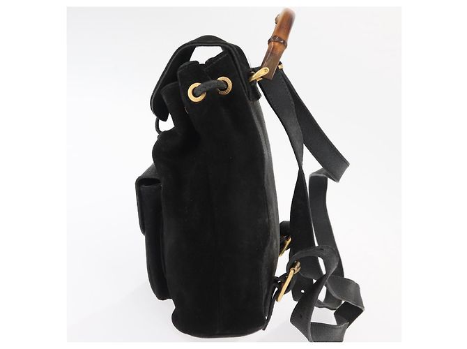 Zaino in Pelle Gucci Bamboo Nero Oro 003 2058 0030 Auth 156278 - vista 4