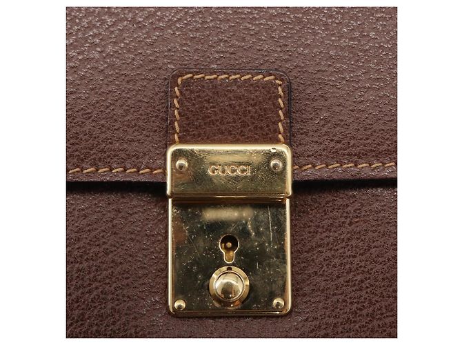 Borsa a Spalla in Pelle Gucci Oro Marrone Auth 155188 D'oro - vista 16