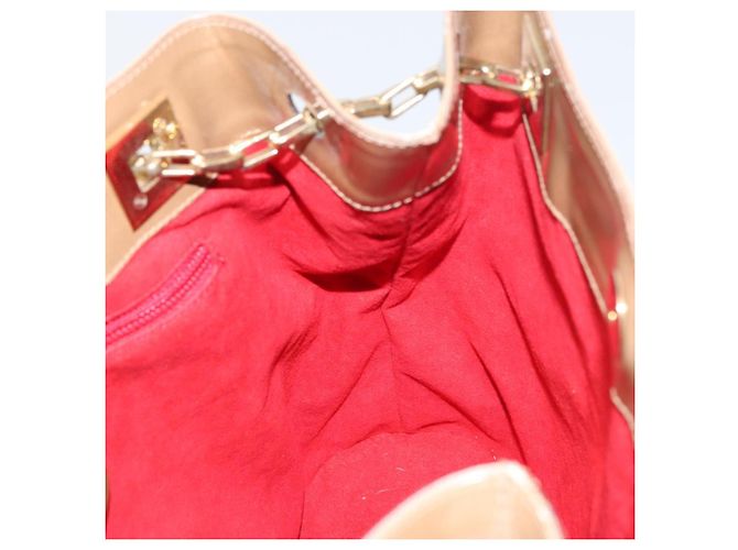 Bolso de Hombro con Cadena Salvatore Ferragamo Esmalte Beige Oro Auth 143680 Dorado - vista 16