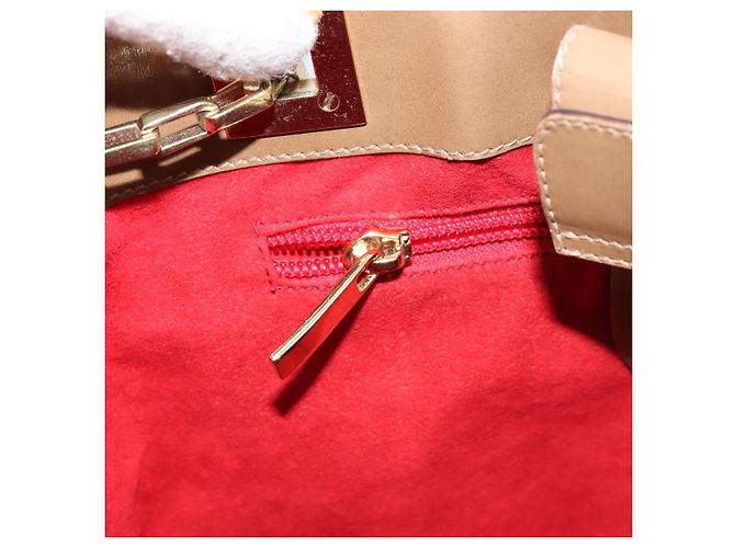Bolso de Hombro con Cadena Salvatore Ferragamo Esmalte Beige Oro Auth 143680 Dorado - vista 18