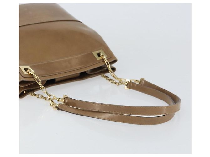 Bolso de Hombro con Cadena Salvatore Ferragamo Esmalte Beige Oro Auth 143680 Dorado - vista 7