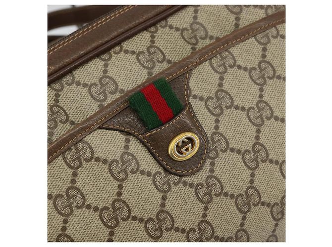 Borsa a spalla Gucci GG Canvas Web Sherry Line in pelle PVC beige e rossa Auth 146150 Rosso Verde - vista 14