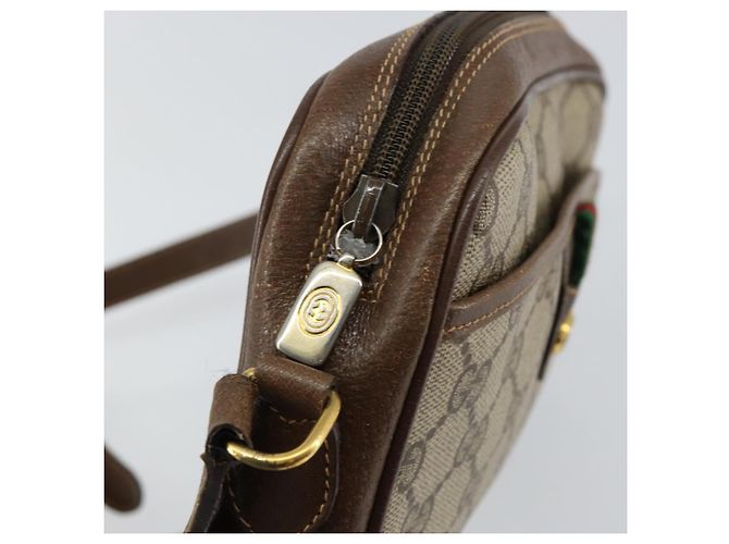 Borsa a spalla Gucci GG Canvas Web Sherry Line in pelle PVC beige e rossa Auth 146150 Rosso Verde - vista 15
