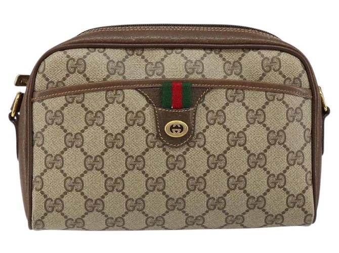 Borsa a spalla Gucci GG Canvas Web Sherry Line in pelle PVC beige e rossa Auth 146150 Rosso Verde - vista 2