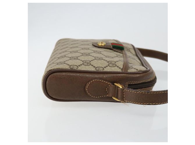 Borsa a spalla Gucci GG Canvas Web Sherry Line in pelle PVC beige e rossa Auth 146150 Rosso Verde - vista 4