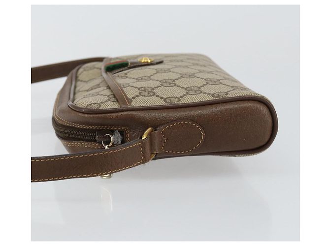 Borsa a spalla Gucci GG Canvas Web Sherry Line in pelle PVC beige e rossa Auth 146150 Rosso Verde - vista 5