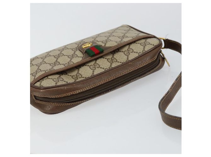 Borsa a spalla Gucci GG Canvas Web Sherry Line in pelle PVC beige e rossa Auth 146150 Rosso Verde - vista 6