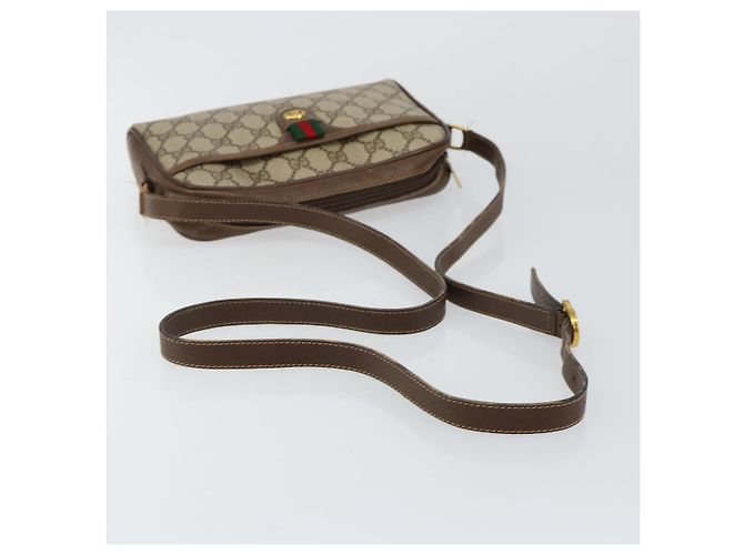 Borsa a spalla Gucci GG Canvas Web Sherry Line in pelle PVC beige e rossa Auth 146150 Rosso Verde - vista 7