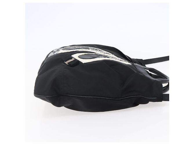Borsa Vala in Nylon e Pelle Salvatore Ferragamo 2 in 1 Nero Argento Auth BA6809 - vista 5