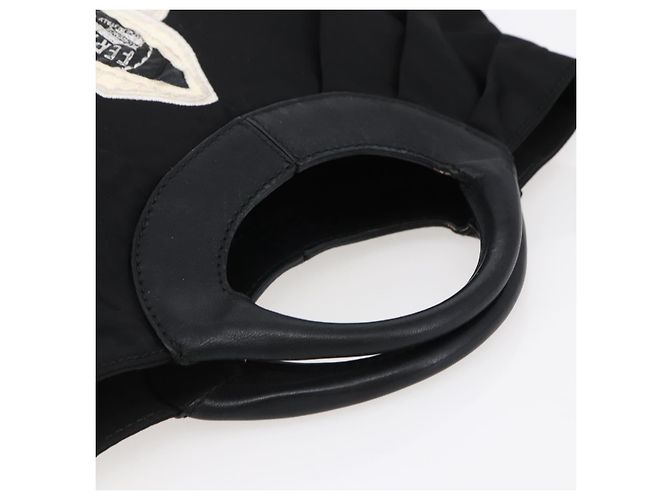 Borsa Vala in Nylon e Pelle Salvatore Ferragamo 2 in 1 Nero Argento Auth BA6809 - vista 6