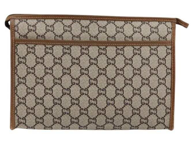 GUCCI GG Plus Supreme Clutch Bag PVC Beige Oro Auth ep11196 D'oro - vista 3