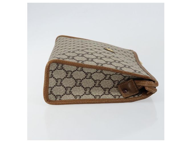 GUCCI GG Plus Supreme Clutch Bag PVC Beige Oro Auth ep11196 D'oro - vista 4