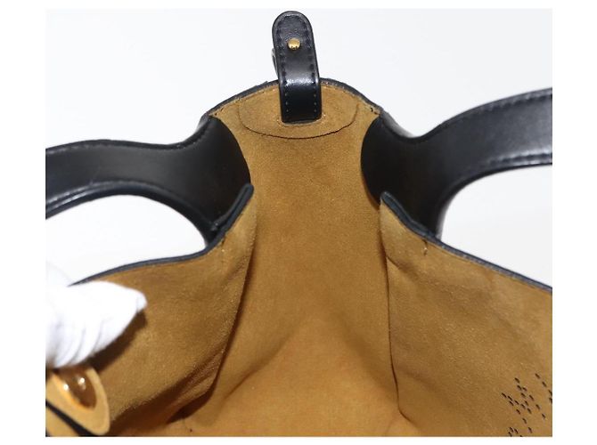 Autre Marque Borsa tote Stella logo in poliestere nero e oro Auth BA6613 D'oro - vista 18