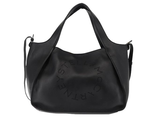 Autre Marque Borsa tote Stella logo in poliestere nero e oro Auth BA6613 D'oro - vista 2