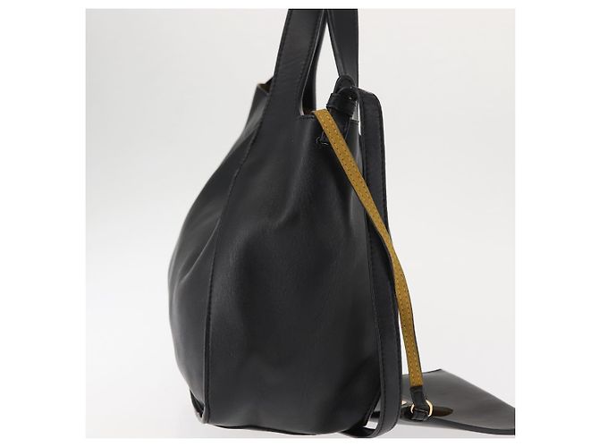 Autre Marque Borsa tote Stella logo in poliestere nero e oro Auth BA6613 D'oro - vista 5