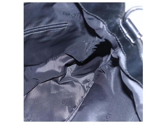 Borsa a mano in nylon nero e argento Gucci Bamboo 001 1638 3754 Auth ep11006 - vista 17