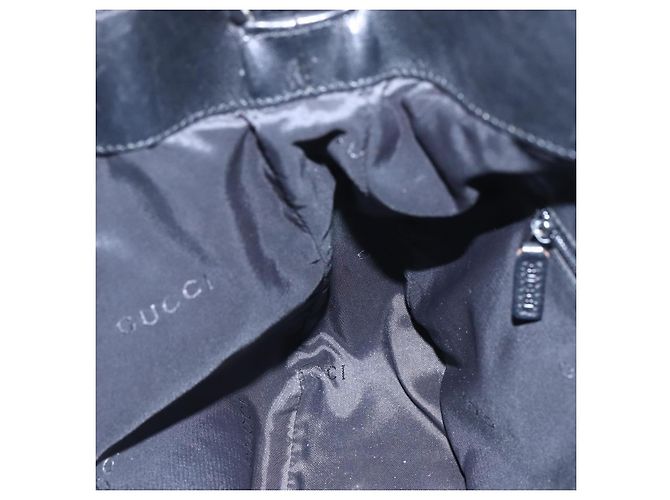 Borsa a mano in nylon nero e argento Gucci Bamboo 001 1638 3754 Auth ep11006 - vista 18
