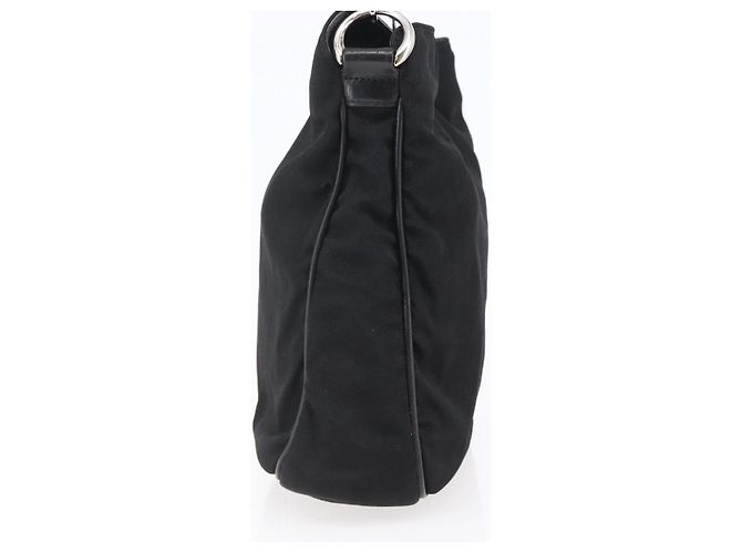 Borsa a mano in nylon nero e argento Gucci Bamboo 001 1638 3754 Auth ep11006 - vista 4