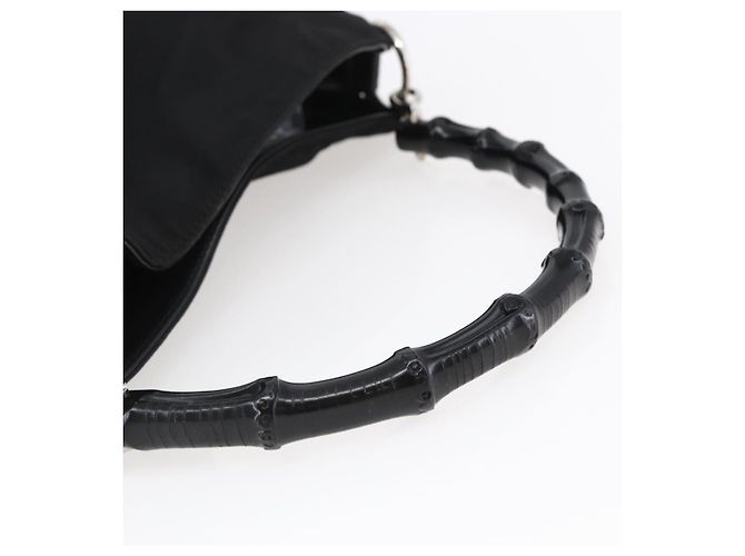 Borsa a mano in nylon nero e argento Gucci Bamboo 001 1638 3754 Auth ep11006 - vista 7