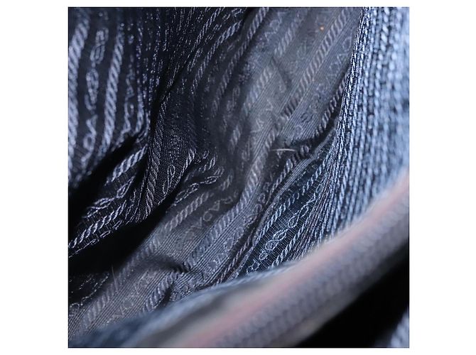 Borsa tote in nylon nera con ricamo di fiori PRADA Argento Auth bs30015 Nero - vista 11