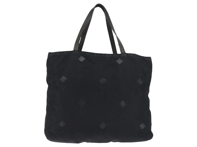 Borsa tote in nylon nera con ricamo di fiori PRADA Argento Auth bs30015 Nero - vista 2