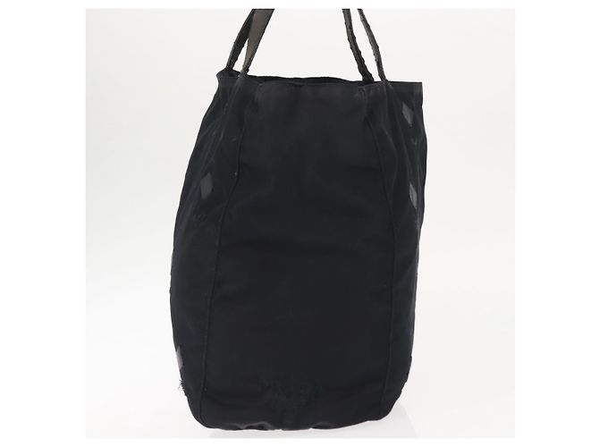 Borsa tote in nylon nera con ricamo di fiori PRADA Argento Auth bs30015 Nero - vista 4