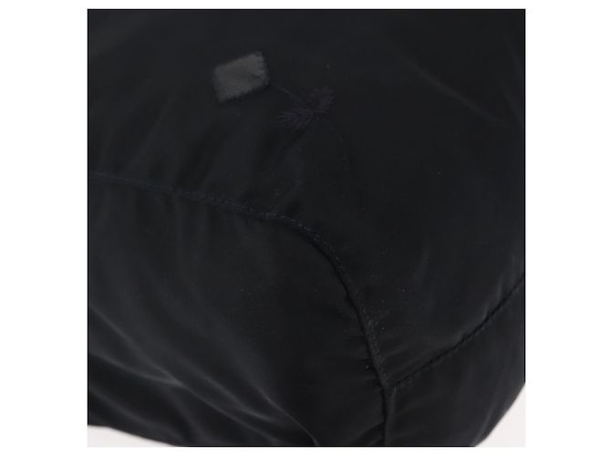Borsa tote in nylon nera con ricamo di fiori PRADA Argento Auth bs30015 Nero - vista 9