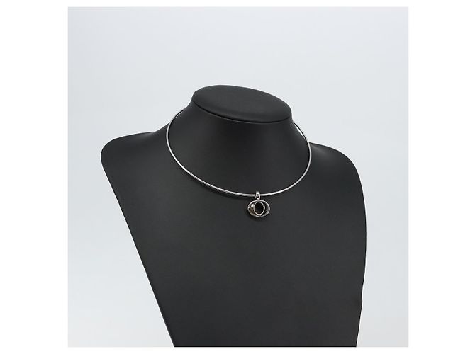 Choker in metallo argento Christian Dior Auth sw1695 - vista 8