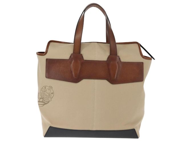 Berluti Calligraphy Tote Bag aus Canvas und Leder Beige Silber Authentisch bs29891 - Ansicht 2
