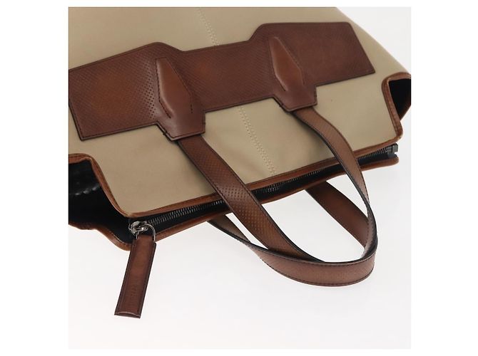Berluti Calligraphy Tote Bag aus Canvas und Leder Beige Silber Authentisch bs29891 - Ansicht 6