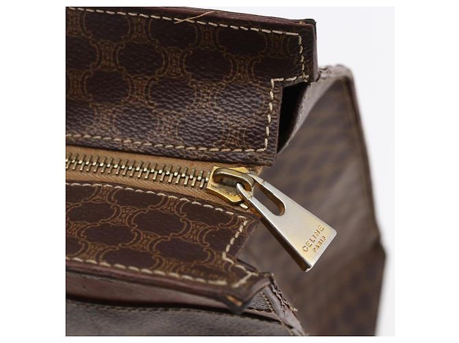 Céline Borsa tote in tela Macadam CELINE in pelle PVC marrone oro Auth bs29818 D'oro - vista 14