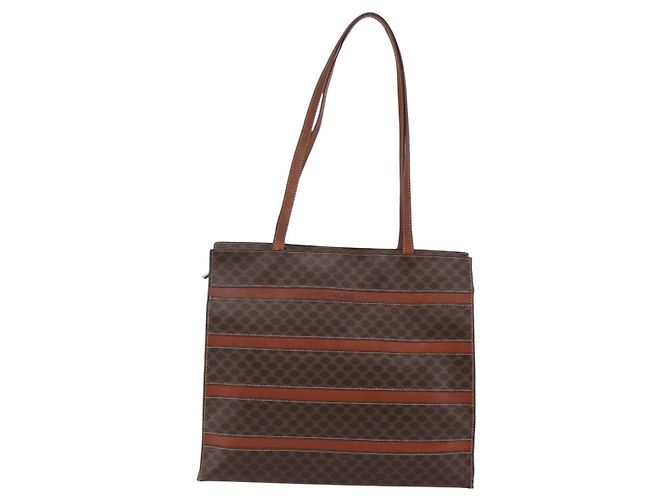 Céline Borsa tote in tela Macadam CELINE in pelle PVC marrone oro Auth bs29818 D'oro - vista 2