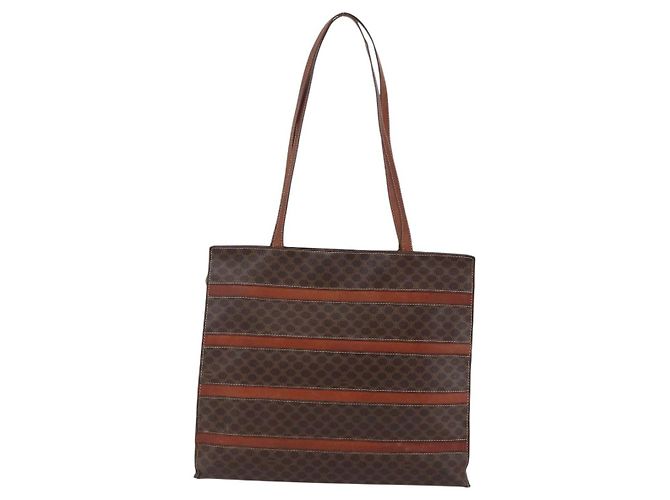 Céline Borsa tote in tela Macadam CELINE in pelle PVC marrone oro Auth bs29818 D'oro - vista 3
