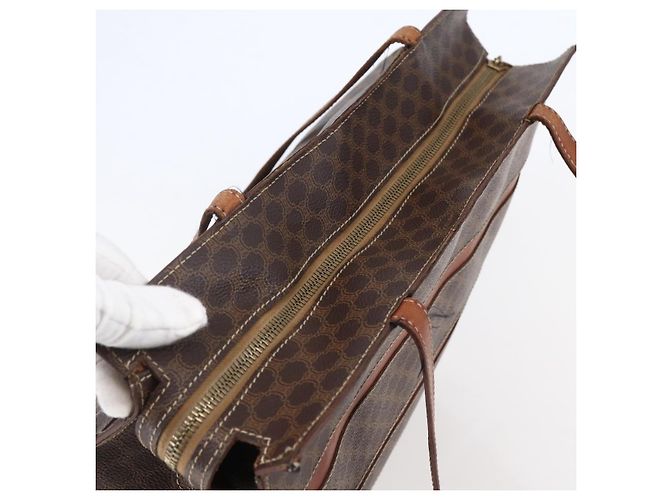 Céline Borsa tote in tela Macadam CELINE in pelle PVC marrone oro Auth bs29818 D'oro - vista 6