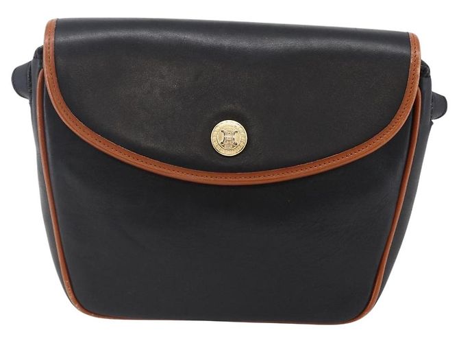 Céline Borsa a Spalla CELINE in Pelle Nera e Oro Auth ep11125 Nero D'oro - vista 2