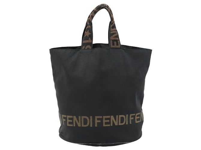 Borsa a Mano FENDI in Nylon Nero e Oro Auth ep10985 D'oro - vista 13