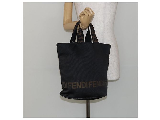 Borsa a Mano FENDI in Nylon Nero e Oro Auth ep10985 D'oro - vista 19