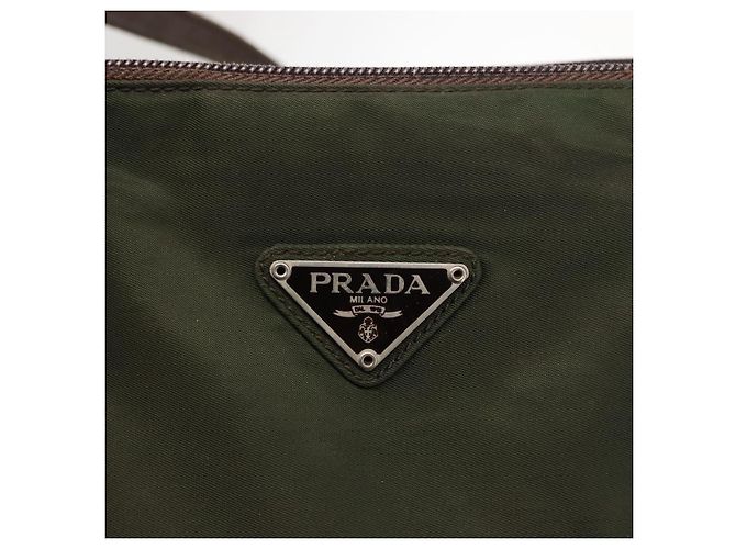 PRADA Tote Bag aus Nylon Khaki Silber authentisch bs29880 - Ansicht 19