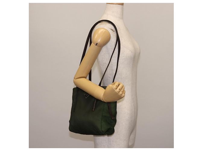 PRADA Tote Bag aus Nylon Khaki Silber authentisch bs29880 - Ansicht 23