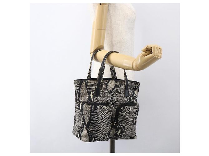 Borsa a Mano GUCCI Nylon Beige Oro 002 8080 Auth kk590 D'oro - vista 24