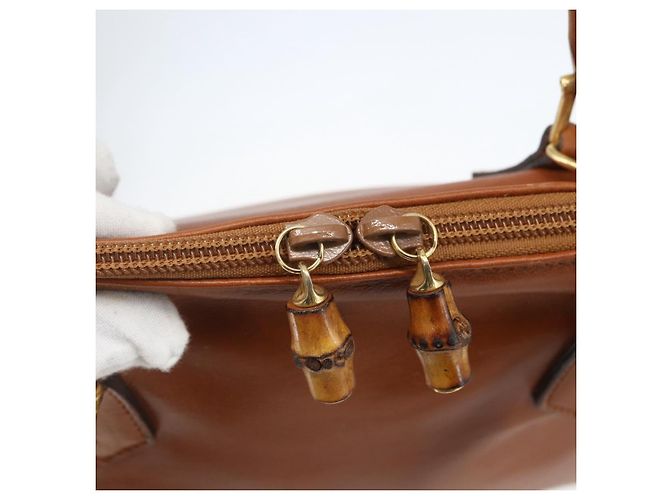 Borsa a mano in pelle Gucci Bamboo 2 in 1 marrone oro 000 1274 0290 Auth 155221 - vista 16