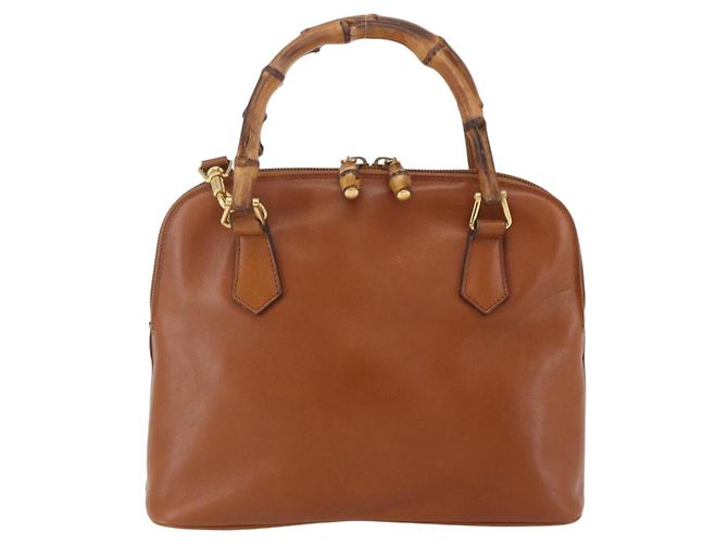 Borsa a mano in pelle Gucci Bamboo 2 in 1 marrone oro 000 1274 0290 Auth 155221 - vista 2