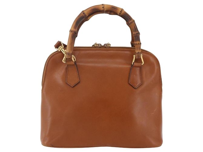 Borsa a mano in pelle Gucci Bamboo 2 in 1 marrone oro 000 1274 0290 Auth 155221 - vista 3