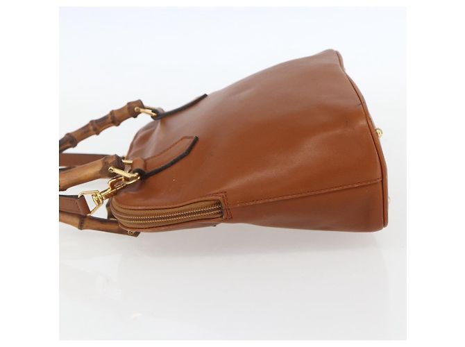 Borsa a mano in pelle Gucci Bamboo 2 in 1 marrone oro 000 1274 0290 Auth 155221 - vista 4