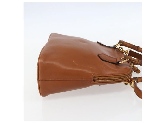 Borsa a mano in pelle Gucci Bamboo 2 in 1 marrone oro 000 1274 0290 Auth 155221 - vista 5