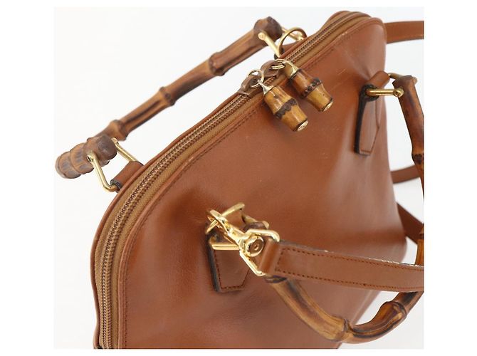 Borsa a mano in pelle Gucci Bamboo 2 in 1 marrone oro 000 1274 0290 Auth 155221 - vista 6