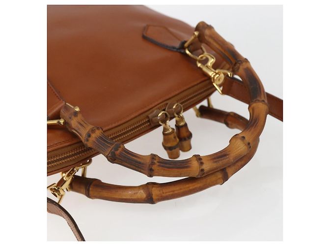 Borsa a mano in pelle Gucci Bamboo 2 in 1 marrone oro 000 1274 0290 Auth 155221 - vista 7